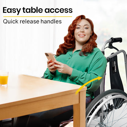 Extra-Wide Folding Wheelchair, 150kg Capacity, 0.6m Seat, 0.6m Tyres, Aluminium Frame