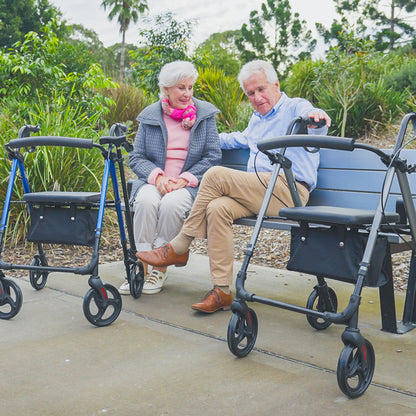 Lightweight Aluminum Rollator Walker with Seat & Storage, 136kg Capacity, Blue