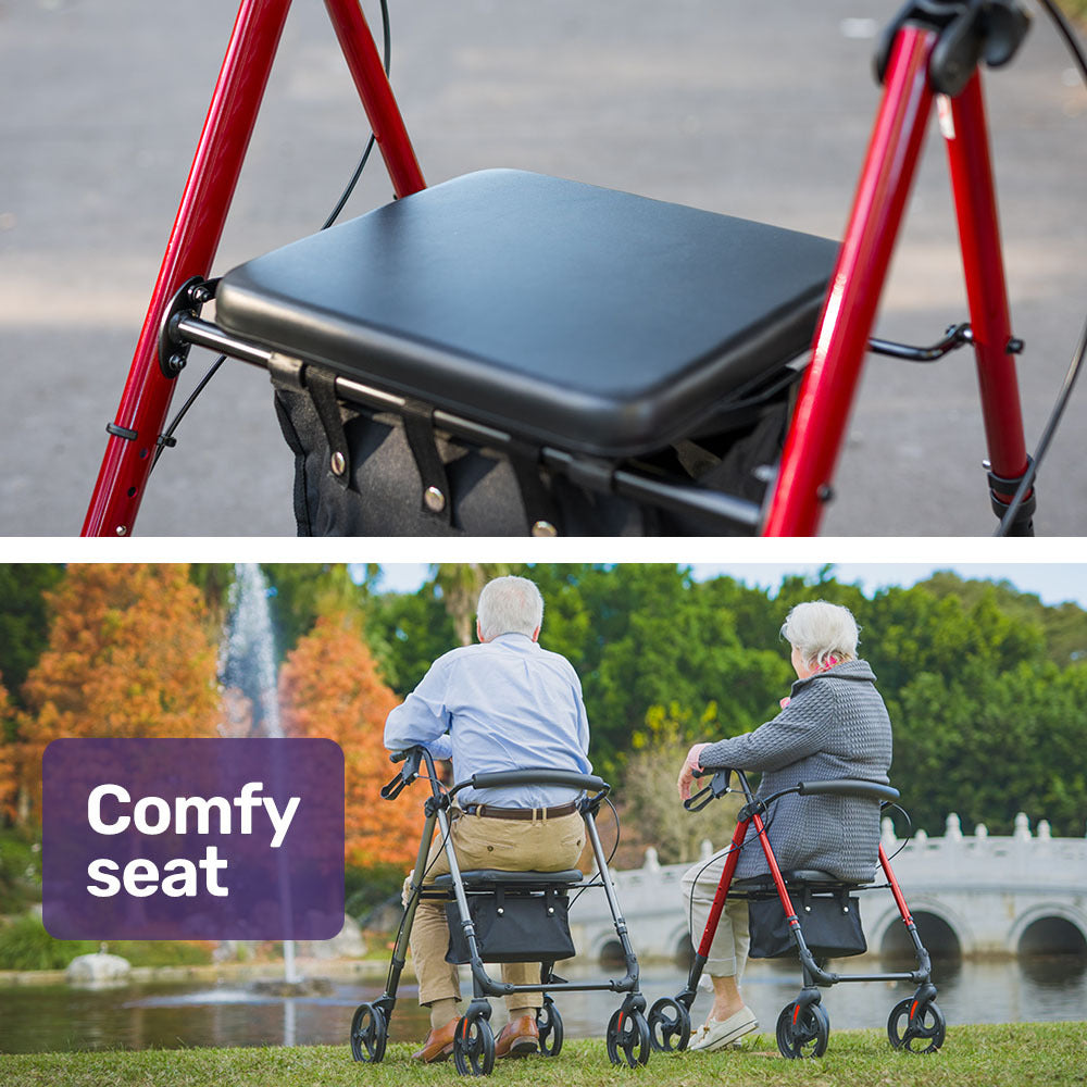 Lightweight Rollator Walker with Seat & Storage, 0.23m Frame, 136kg Capacity