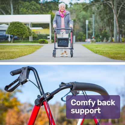 Lightweight Rollator Walker with Seat & Storage, 0.23m Frame, 136kg Capacity