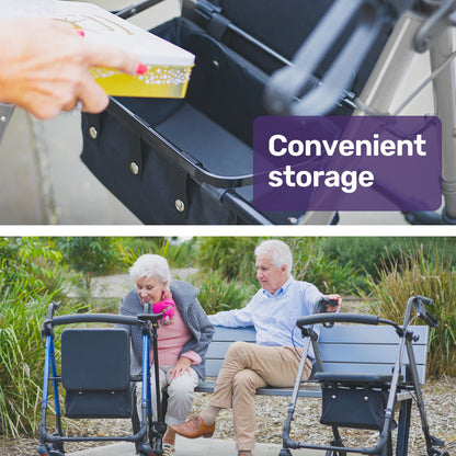 Lightweight Aluminium Rollator Walker with Seat and Storage, 136kg Capacity