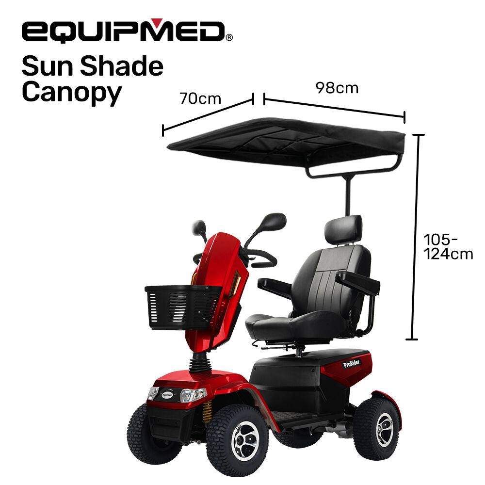 Mobility Scooter & Power Wheelchair Shade Canopy Roof, 25mm Mount, 3 Height Settings, Black