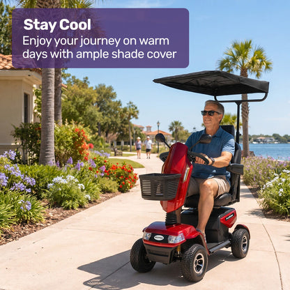 Mobility Scooter & Power Wheelchair Shade Canopy Roof, 25mm Mount, 3 Height Settings, Black