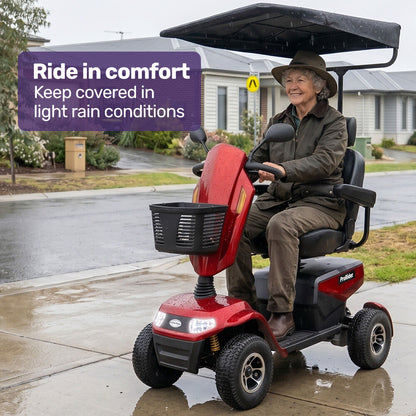 Mobility Scooter & Power Wheelchair Shade Canopy Roof, 25mm Mount, 3 Height Settings, Black