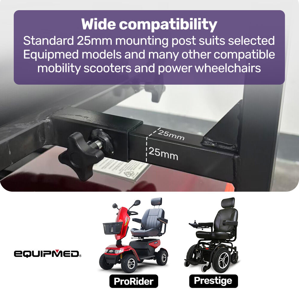 Mobility Scooter & Power Wheelchair Shade Canopy Roof, 25mm Mount, 3 Height Settings, Black