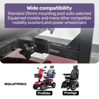 Mobility Scooter & Power Wheelchair Shade Canopy Roof, 25mm Mount, 3 Height Settings, Black