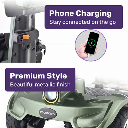 SmartPacer+ Ultra-Lightweight Mobility Scooter, Li-ion Battery, Foldable, Airline Approved, 120kg Capacity, Green