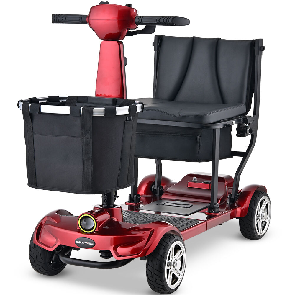 SmartPacer+ Ultra-Lightweight Mobility Scooter, Li-ion Battery, Foldable, Airline Approved, 120kg Capacity, Red