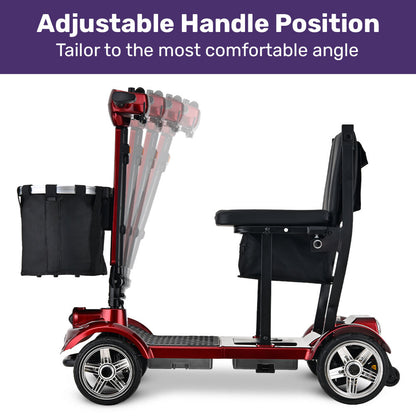 SmartPacer+ Ultra-Lightweight Mobility Scooter, Li-ion Battery, Foldable, Airline Approved, 120kg Capacity, Red