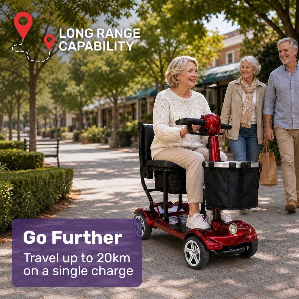 SmartPacer+ Ultra-Lightweight Mobility Scooter, Li-ion Battery, Foldable, Airline Approved, 120kg Capacity, Red