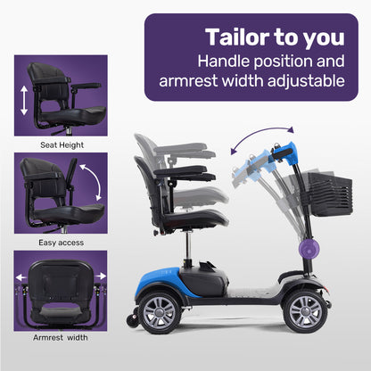 Mid-Sized 0.11m/s Lithium Mobility Scooter with Easy Charge & Flat-Free Tyres