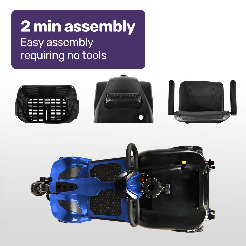 FreeLite+ Mid-Sized Electric Foldable Mobility Scooter, Lithium Battery, Long Range and Easy Charging, Blue
