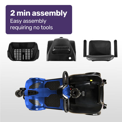 FreeLite+ Mid-Sized Electric Foldable Mobility Scooter, Lithium Battery, Long Range and Easy Charging, Blue