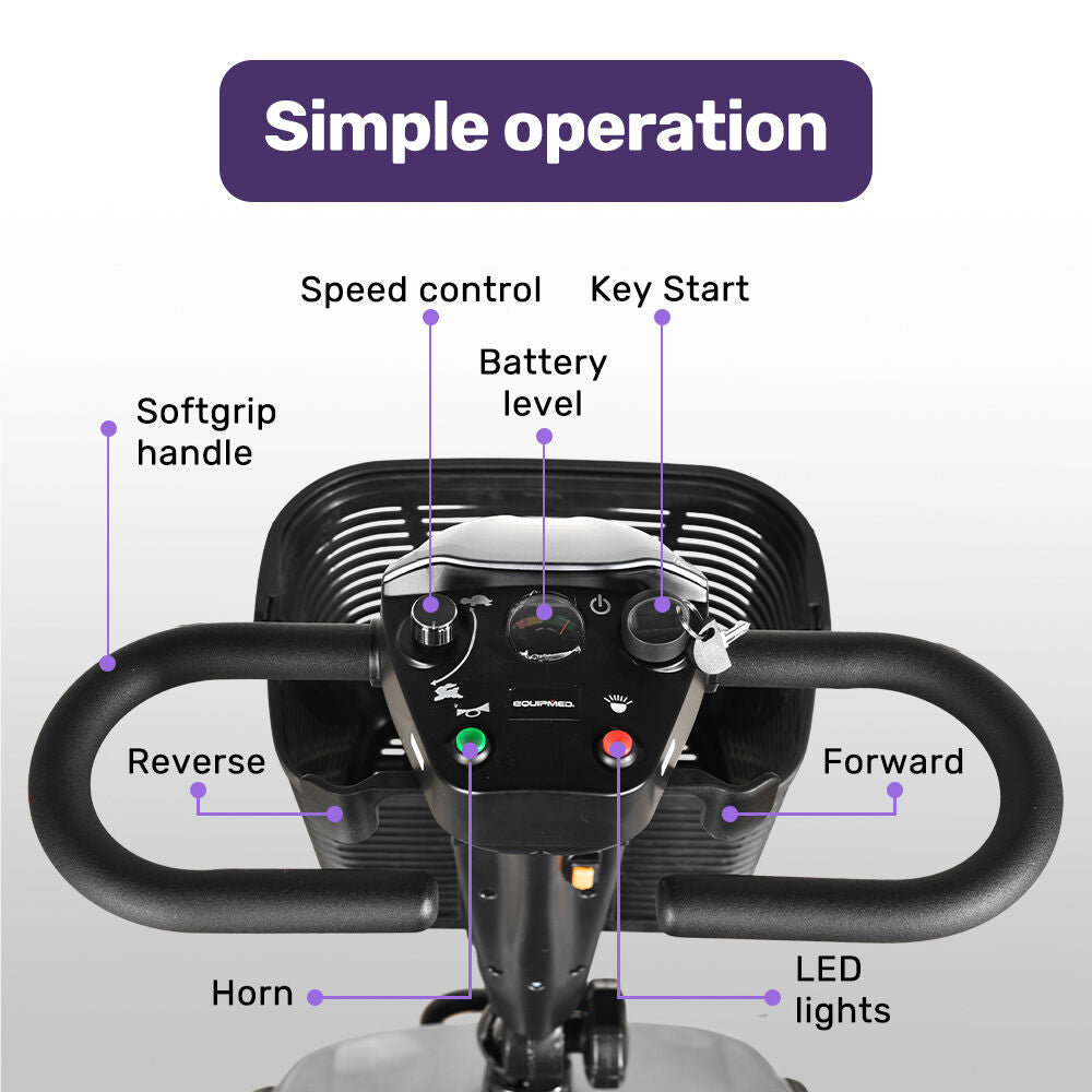 Compact Foldable Electric Mobility Scooter with 30km Range & 120kg Capacity