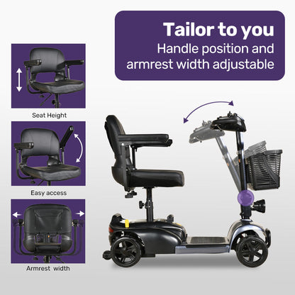 Compact Foldable Electric Mobility Scooter with 30km Range & 120kg Capacity