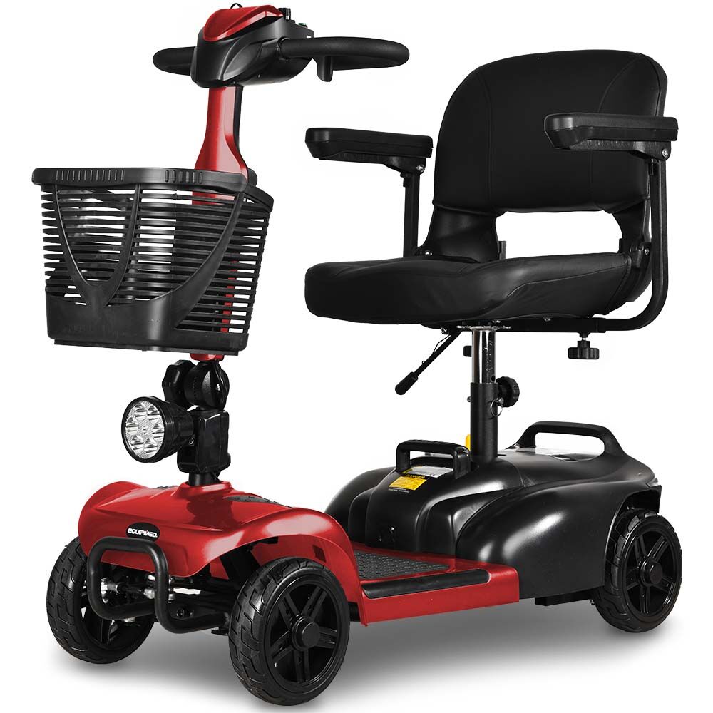 Mid-Sized Foldable Electric Mobility Scooter, 30km Range, Lithium Battery, Red
