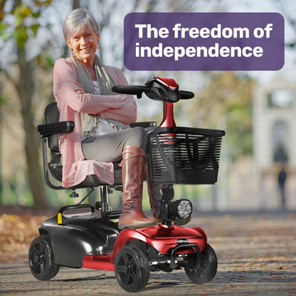 Mid-Sized Foldable Electric Mobility Scooter, 30km Range, Lithium Battery, Red
