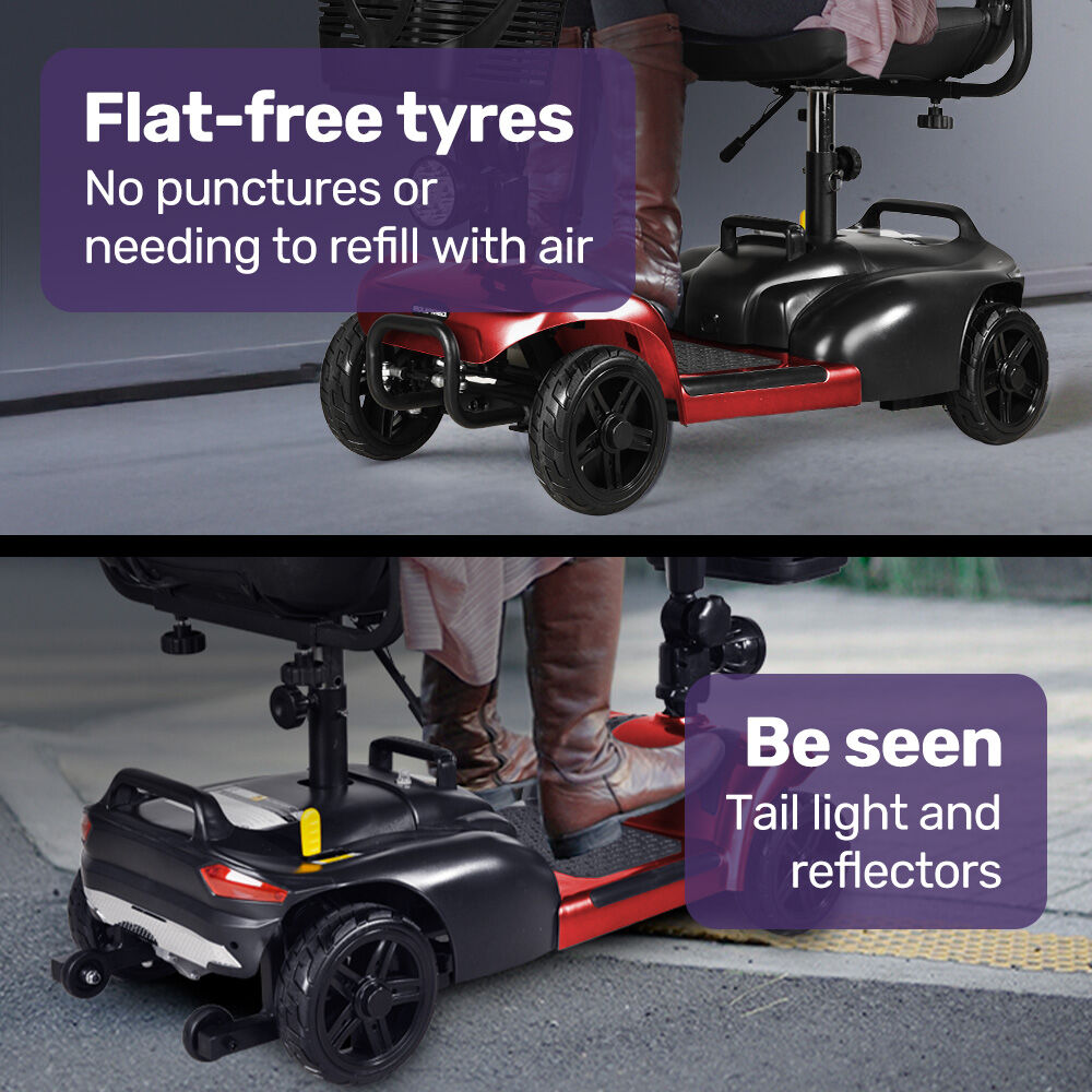 Mid-Sized Foldable Electric Mobility Scooter, 30km Range, Lithium Battery, Red