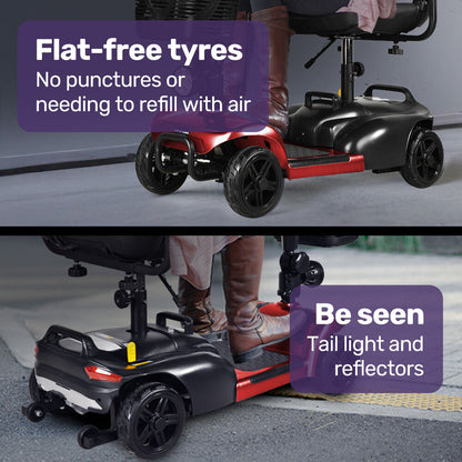 Mid-Sized Foldable Electric Mobility Scooter, 30km Range, Lithium Battery, Red