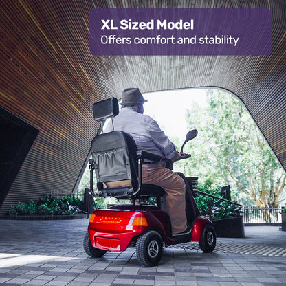 Extra Large Heavy Duty Mobility Scooter, 182kg Capacity, 40km Range - Red