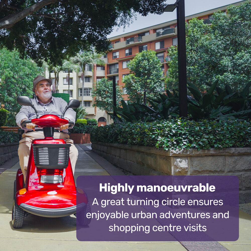 Extra Large Heavy Duty Mobility Scooter, 182kg Capacity, 40km Range - Red
