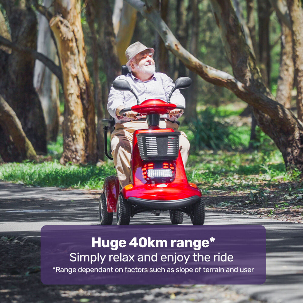 Extra Large Heavy Duty Mobility Scooter, 182kg Capacity, 40km Range - Red