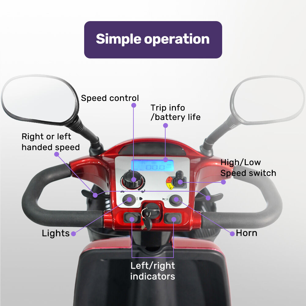 Extra Large Heavy Duty Mobility Scooter, 182kg Capacity, 40km Range - Red