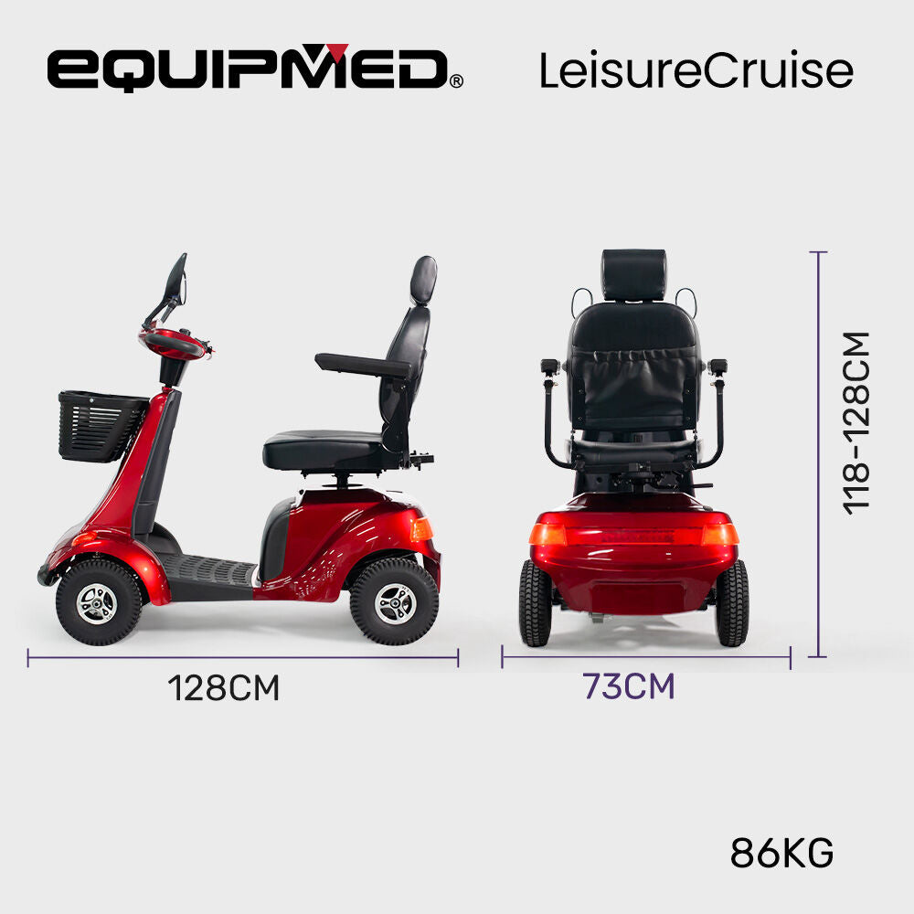 Extra Large Heavy Duty Mobility Scooter, 182kg Capacity, 40km Range - Red