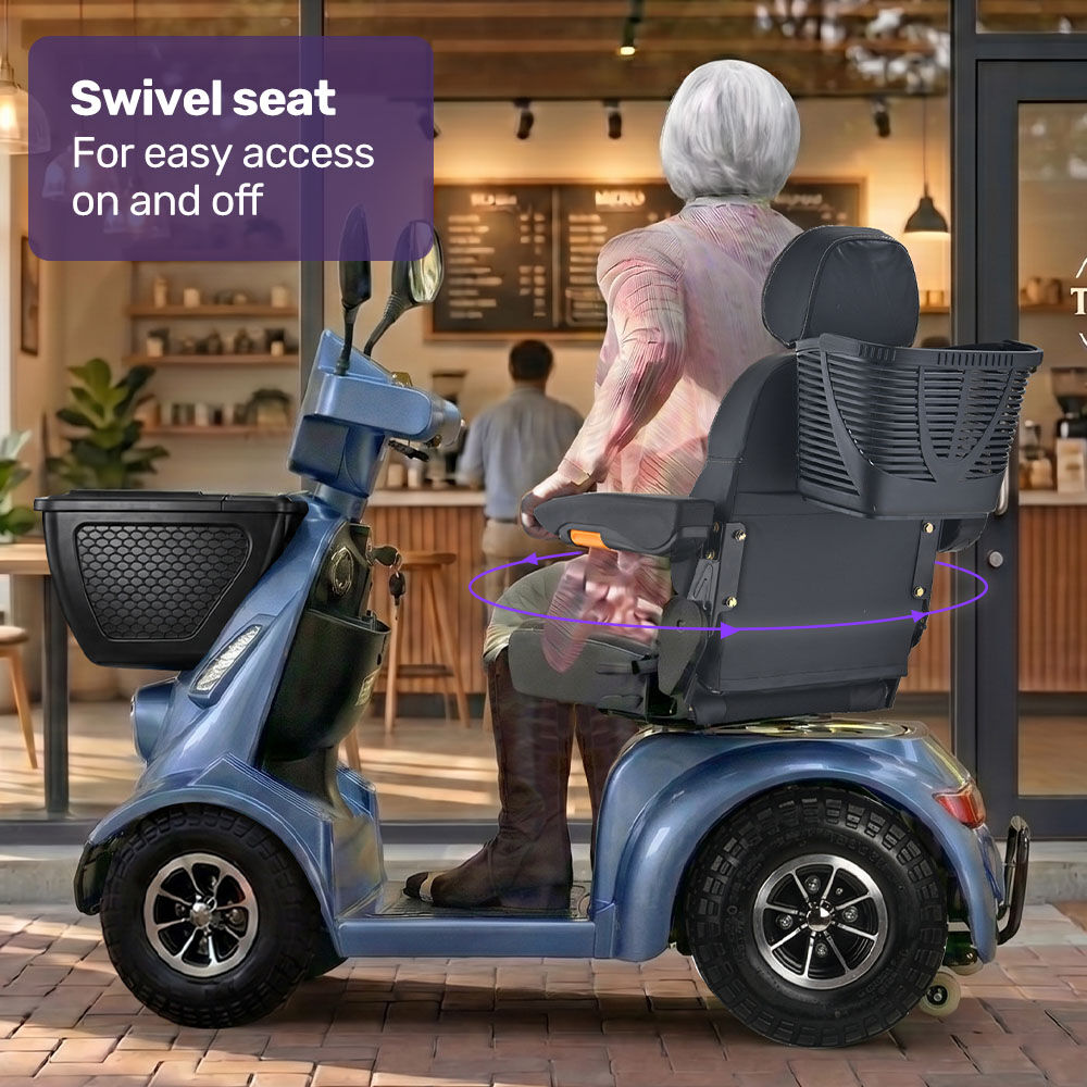 ComfortCruise Large Mobility Scooter, 15km/h Top Speed, Up to 45km Range, Strong Climbing, 180kg Capacity, Blue