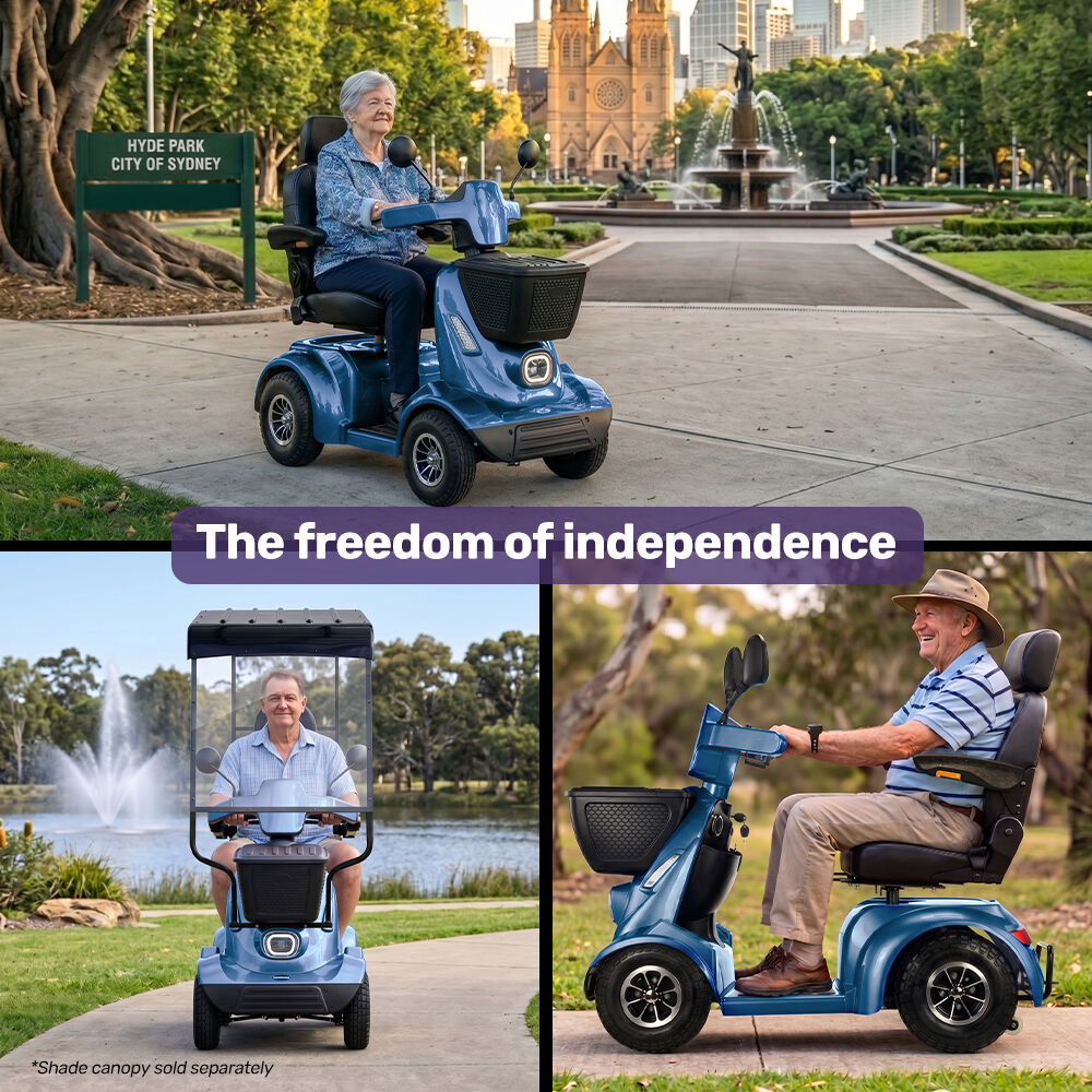ComfortCruise Large Mobility Scooter, 15km/h Top Speed, Up to 45km Range, Strong Climbing, 180kg Capacity, Blue