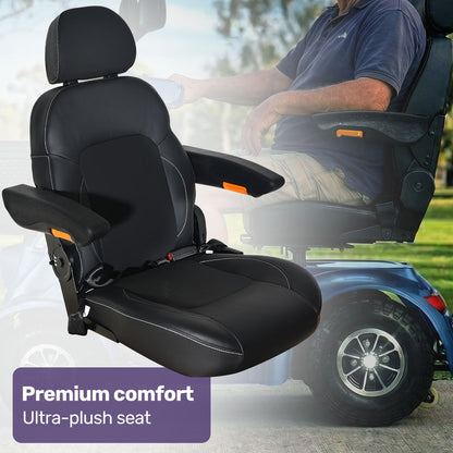 ComfortCruise Large Mobility Scooter, 15km/h Top Speed, Up to 45km Range, Strong Climbing, 180kg Capacity, Blue