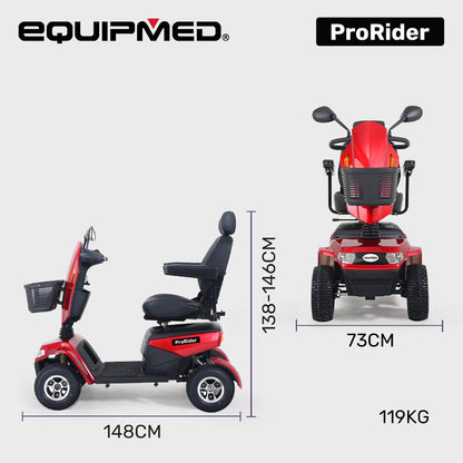 Ultra Large Heavy Duty Mobility Scooter, 200kg Capacity, 55km Range - Red