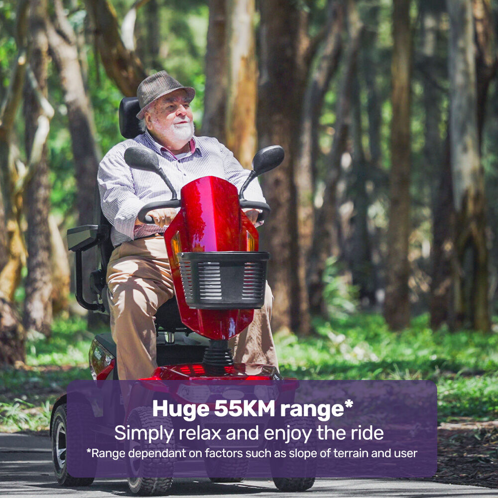 Ultra Large Heavy Duty Mobility Scooter, 200kg Capacity, 55km Range - Red