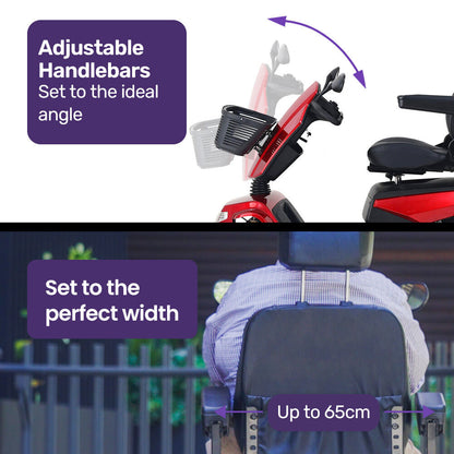 Ultra Large Heavy Duty Mobility Scooter, 200kg Capacity, 55km Range - Red