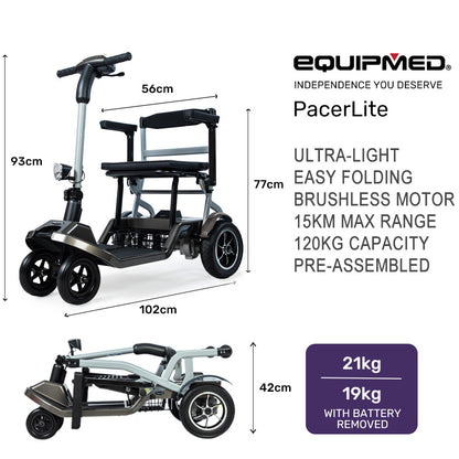 Ultra-Lightweight Folding Electric Mobility Scooter, 120kg Capacity, 19kg Portable