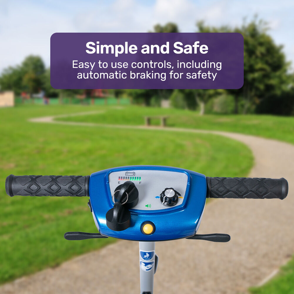 Ultra-Light Folding Mobility Scooter, 19kg, 120kg Capacity, 15km Range, Blue