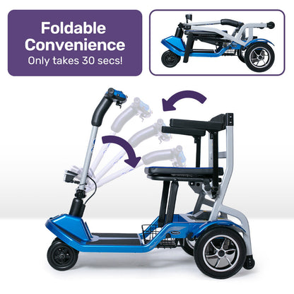 Ultra-Light Folding Mobility Scooter, 19kg, 120kg Capacity, 15km Range, Blue