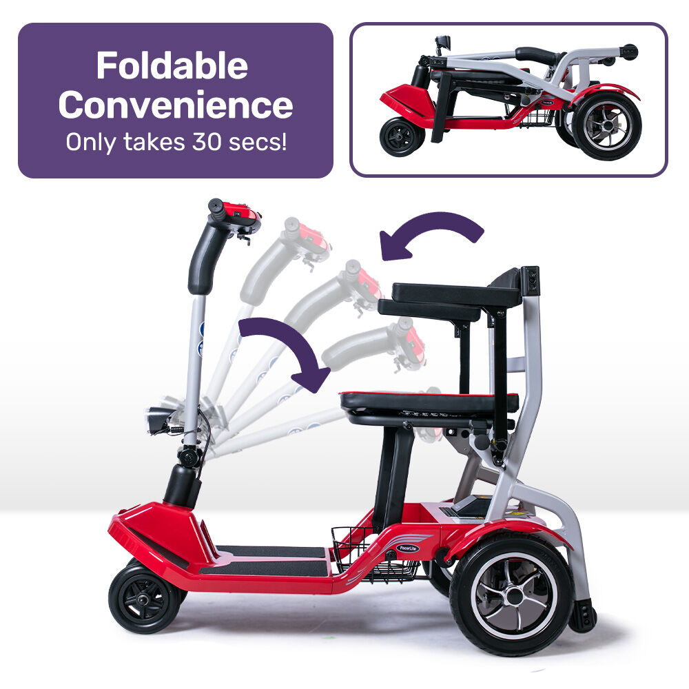 Ultra-Light 19kg Folding Mobility Scooter, 120kg Capacity, Long Range, Red