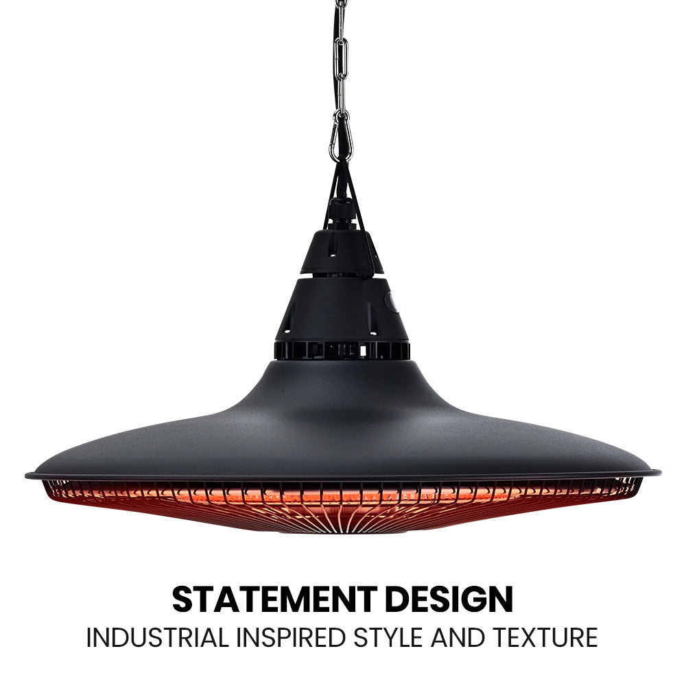 1500W Hanging Electric Patio Heater with Remote, Carbon Fiber Element, 1.5m