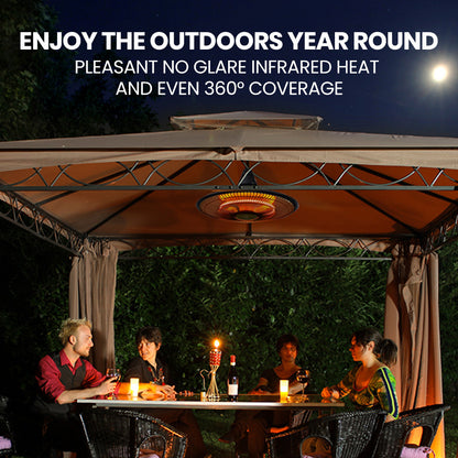 1500W Hanging Electric Patio Heater with Remote, Carbon Fiber Element, 1.5m