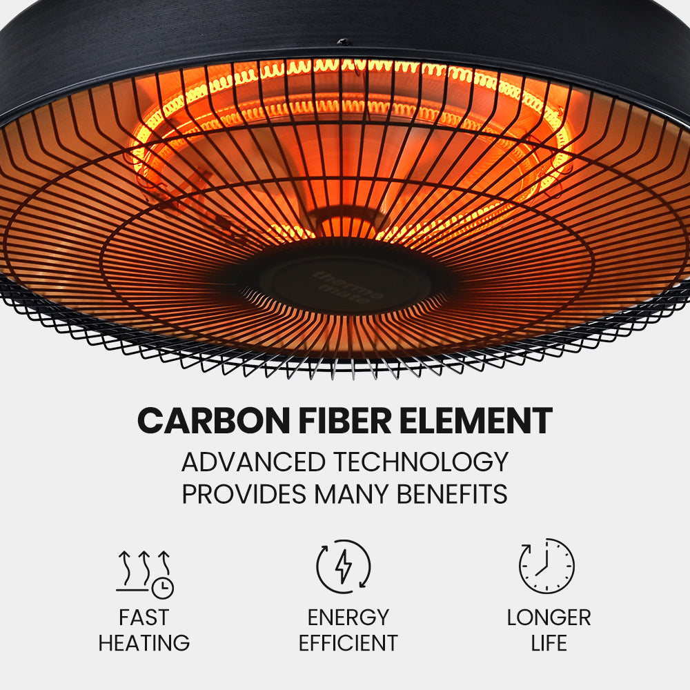 1500W Hanging Outdoor Electric Heater with Remote, Carbon Fiber Element