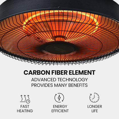 1500W Hanging Outdoor Electric Heater with Remote, Carbon Fiber Element