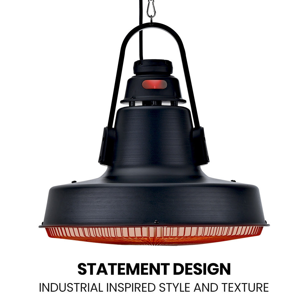 1500W Hanging Outdoor Electric Heater with Remote, Carbon Fiber Element