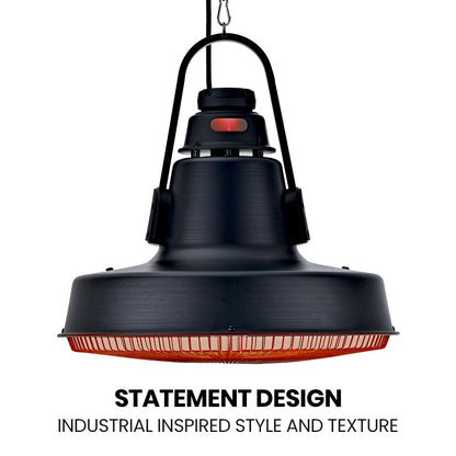 1500W Hanging Outdoor Electric Heater with Remote, Carbon Fiber Element