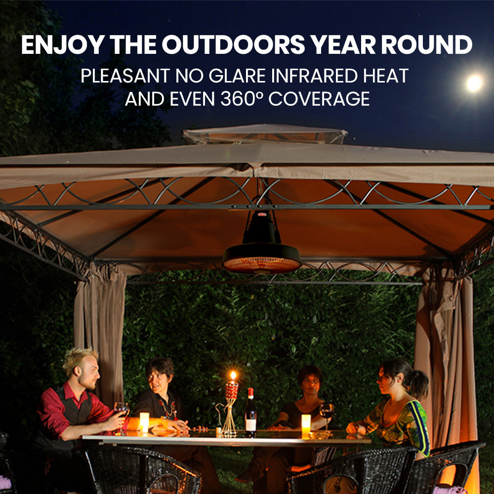 1500W Hanging Outdoor Electric Heater with Remote, Carbon Fiber Element