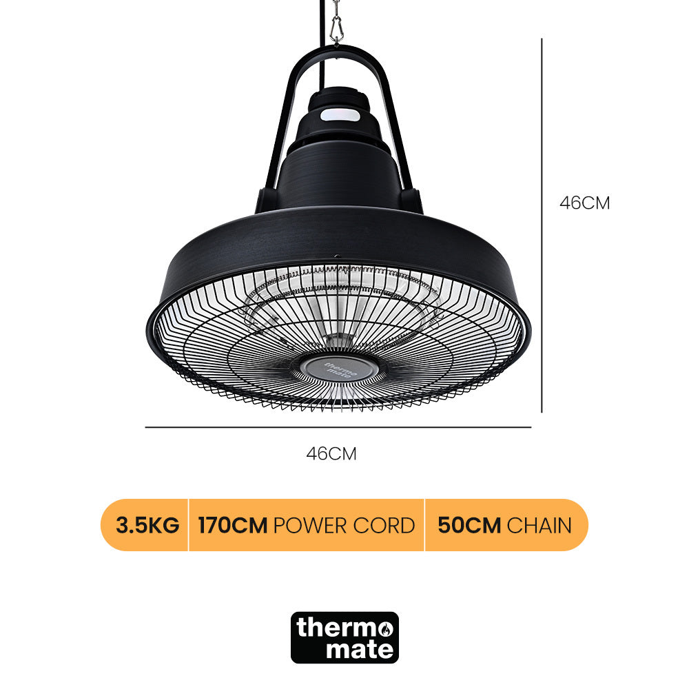 1500W Hanging Outdoor Electric Heater with Remote, Carbon Fiber Element