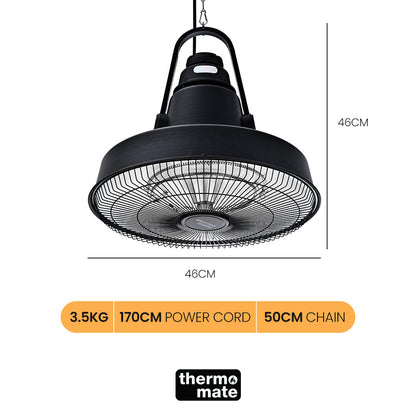 1500W Hanging Outdoor Electric Heater with Remote, Carbon Fiber Element