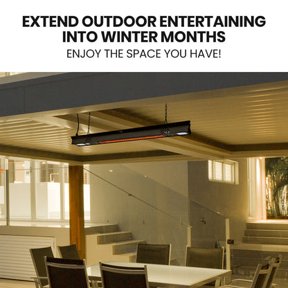 2000W Outdoor Electric Strip Heater with Remote, Timer, and LED Lights
