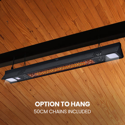 2000W Outdoor Electric Strip Heater with Remote, Timer, and LED Lights