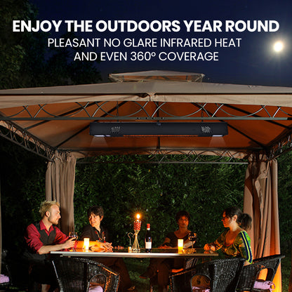 2000W Outdoor Electric Strip Heater with Remote, Timer, and LED Lights